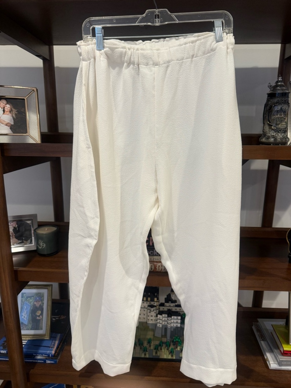 NWT Roucha Poca Textured Barrel Pants - White
